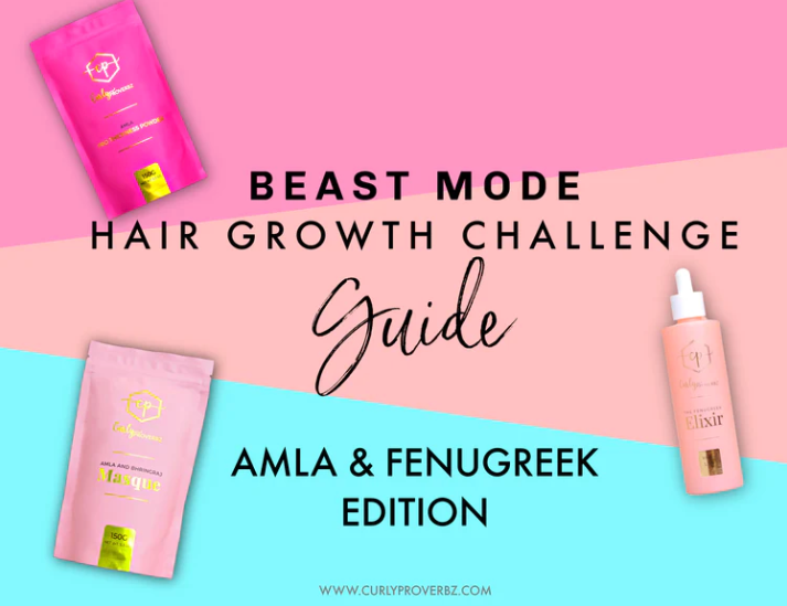 Curly Proverbz Beast mode hair growth challenge Amla and Fenugreek mini e-book calendar